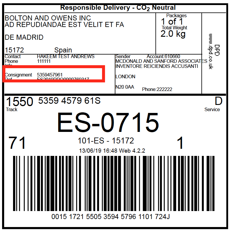 format tracking number dpd